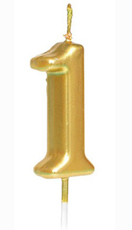 Gold Number 1 Birthday Candle